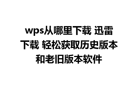 wps从哪里下载 迅雷下载 轻松获取历史版本和老旧版本软件