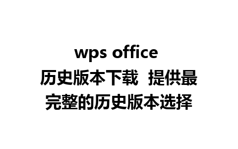 wps office 历史版本下载  提供最完整的历史版本选择