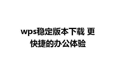 wps稳定版本下载 更快捷的办公体验