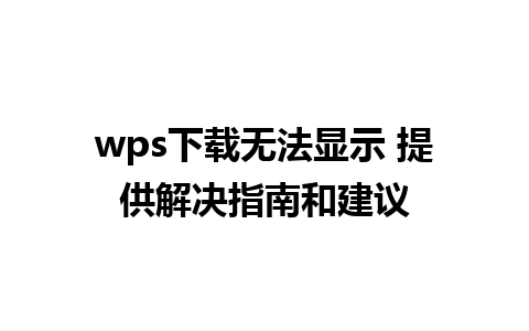 wps下载无法显示 提供解决指南和建议