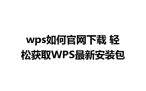 wps如何官网下载 轻松获取WPS最新安装包