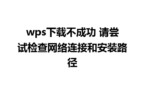 wps下载不成功 请尝试检查网络连接和安装路径