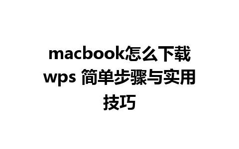 macbook怎么下载wps 简单步骤与实用技巧