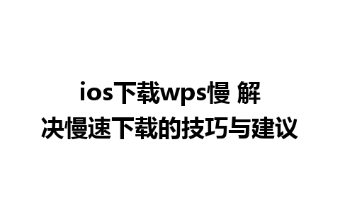 ios下载wps慢 解决慢速下载的技巧与建议