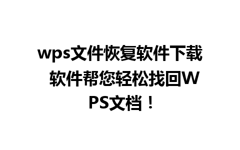 wps文件恢复软件下载  软件帮您轻松找回WPS文档！