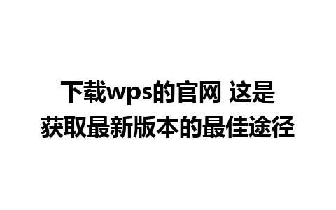 下载wps的官网 这是获取最新版本的最佳途径