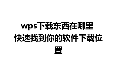 wps下载东西在哪里 快速找到你的软件下载位置