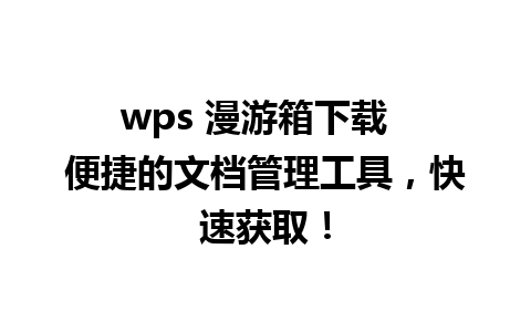 wps 漫游箱下载  便捷的文档管理工具，快速获取！