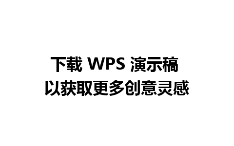 下载 WPS 演示稿 以获取更多创意灵感