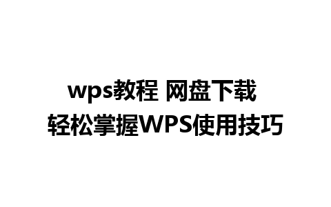 wps教程 网盘下载 轻松掌握WPS使用技巧