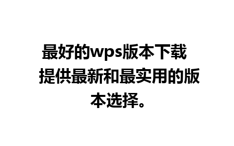 最好的wps版本下载  提供最新和最实用的版本选择。