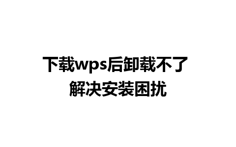 下载wps后卸载不了 解决安装困扰