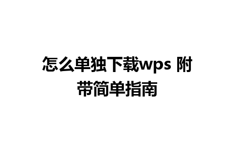 怎么单独下载wps 附带简单指南