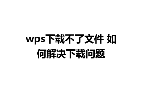 wps下载不了文件 如何解决下载问题