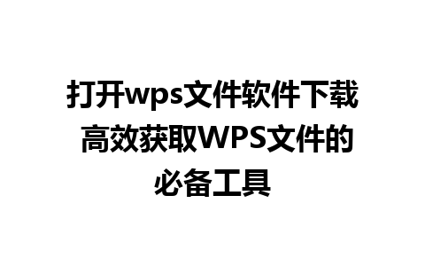 打开wps文件软件下载 高效获取WPS文件的必备工具