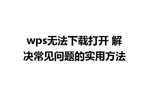 wps无法下载打开 解决常见问题的实用方法