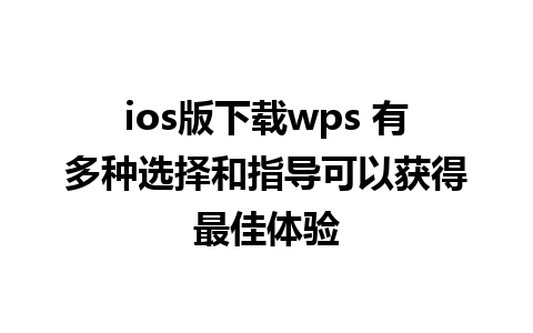 ios版下载wps 有多种选择和指导可以获得最佳体验