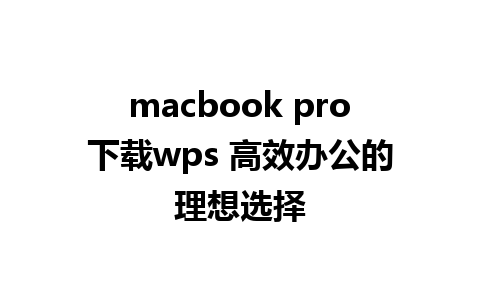 macbook pro下载wps 高效办公的理想选择