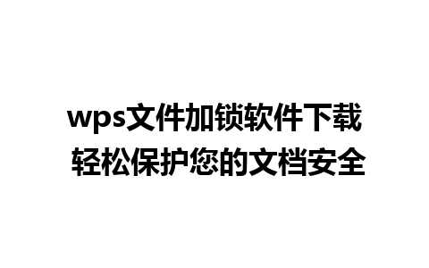 wps文件加锁软件下载 轻松保护您的文档安全