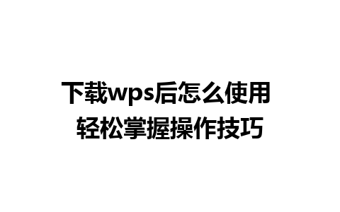 下载wps后怎么使用 轻松掌握操作技巧