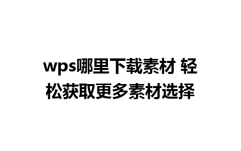 wps哪里下载素材 轻松获取更多素材选择