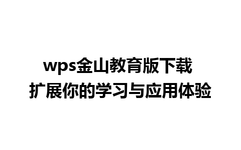 wps金山教育版下载 扩展你的学习与应用体验