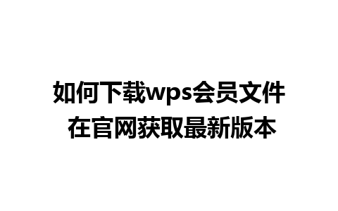 如何下载wps会员文件 在官网获取最新版本