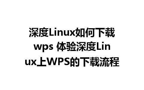 深度Linux如何下载wps 体验深度Linux上WPS的下载流程