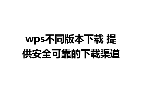 wps不同版本下载 提供安全可靠的下载渠道