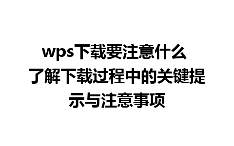 wps下载要注意什么 了解下载过程中的关键提示与注意事项