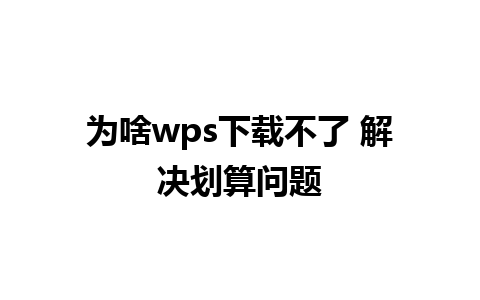 为啥wps下载不了 解决划算问题