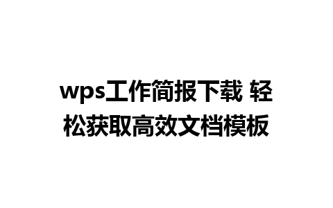 wps工作简报下载 轻松获取高效文档模板