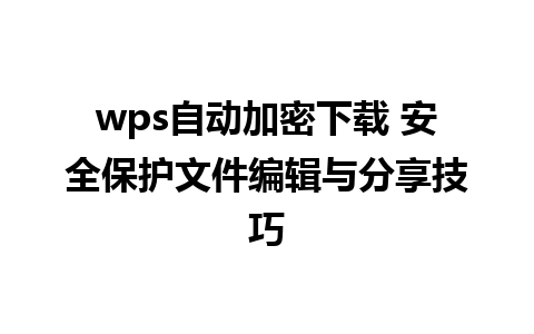 wps自动加密下载 安全保护文件编辑与分享技巧