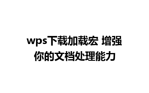 wps下载加载宏 增强你的文档处理能力