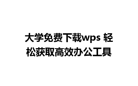 大学免费下载wps 轻松获取高效办公工具