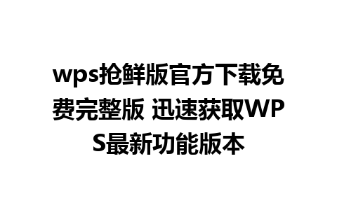 wps抢鲜版官方下载免费完整版 迅速获取WPS最新功能版本