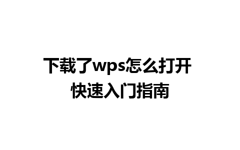 下载了wps怎么打开 快速入门指南