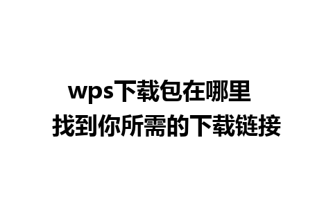 wps下载包在哪里  找到你所需的下载链接