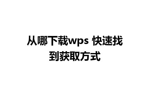 从哪下载wps 快速找到获取方式