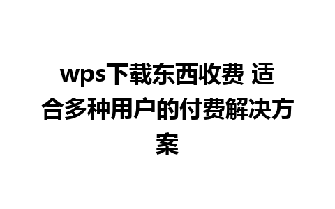 wps下载东西收费 适合多种用户的付费解决方案