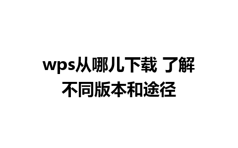 wps从哪儿下载 了解不同版本和途径