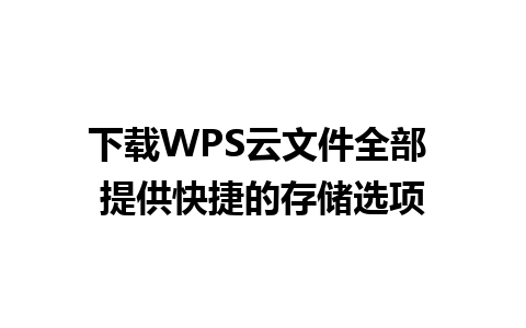 下载WPS云文件全部 提供快捷的存储选项