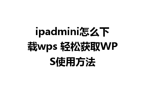 ipadmini怎么下载wps 轻松获取WPS使用方法