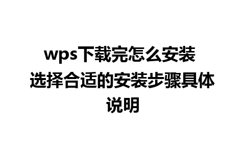 wps下载完怎么安装 选择合适的安装步骤具体说明