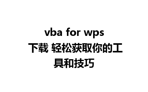 vba for wps 下载 轻松获取你的工具和技巧