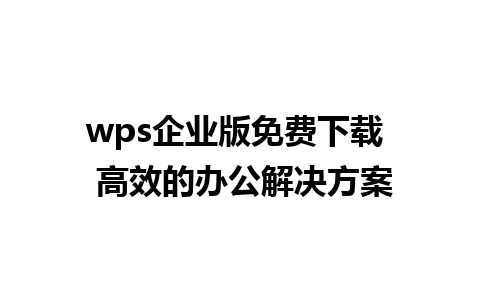 wps企业版免费下载  高效的办公解决方案