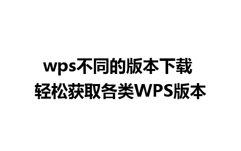 wps不同的版本下载 轻松获取各类WPS版本