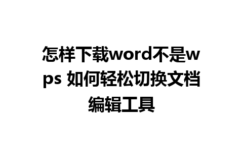 怎样下载word不是wps 如何轻松切换文档编辑工具