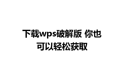 下载wps破解版 你也可以轻松获取