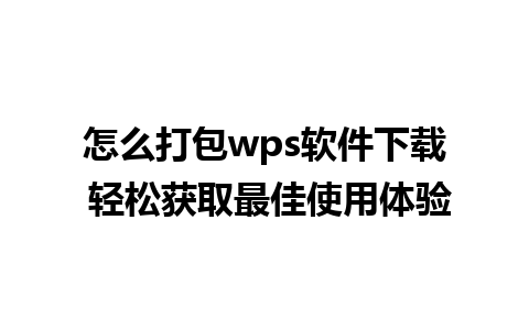 怎么打包wps软件下载 轻松获取最佳使用体验